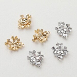gold plated jewelry flower charm - Flower Connector - Flower Brass Pendant - 6pcs gold-plated brass flower pendant