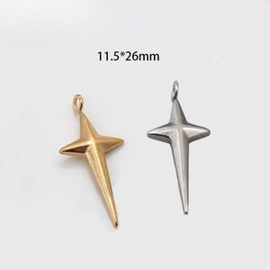 6pcs Mini Gold Star Charms - Tiny North Star Pendants for Necklace & Earring Jewelry Making