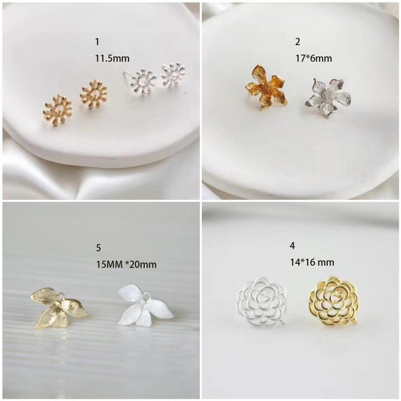 Gold flower earrings studs best sale