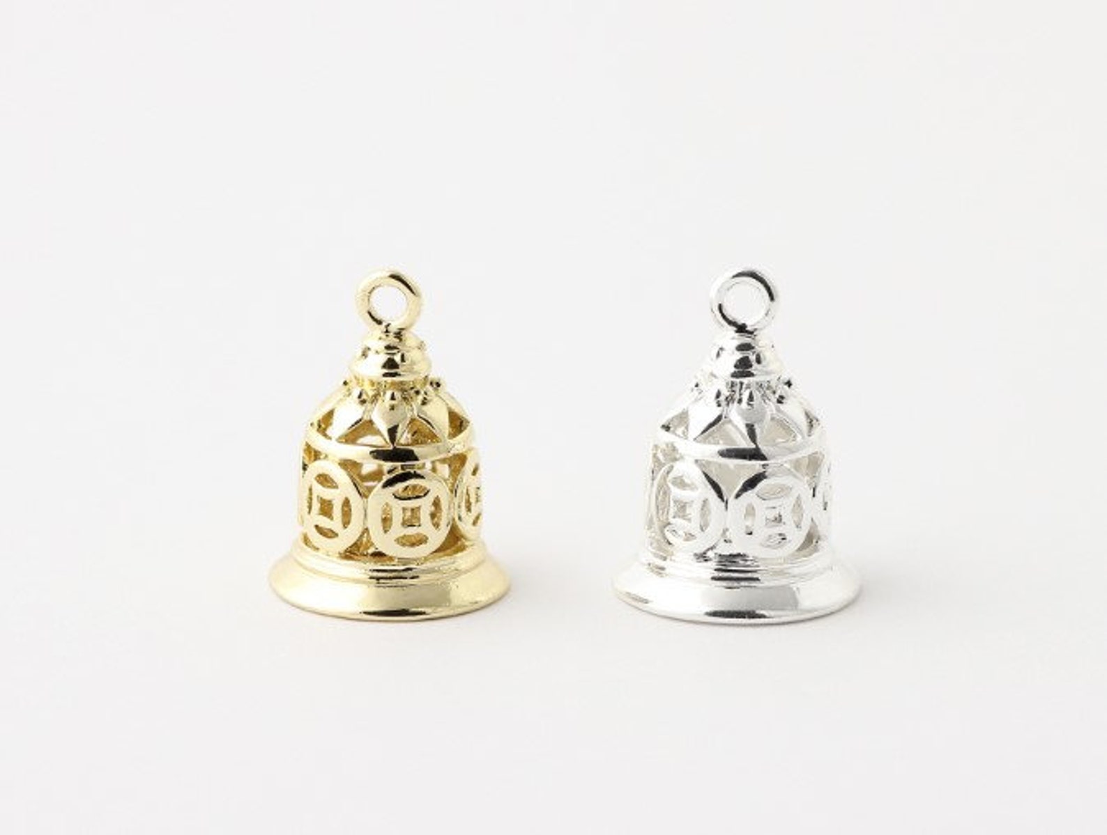 Jingle Bell Charm Bell Charms 6pcs Raw Brass Plated Bell Etsy India