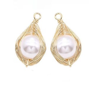 Colgante de perla chapado en oro, colgante de perla irregular, material para la fabricación de joyas modernas (4 unidades) imagen 6