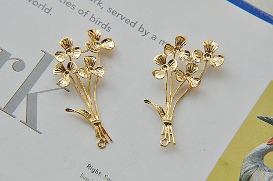 Gold Plated Jewelry Flower Charm Flower Connector Flower Etsy