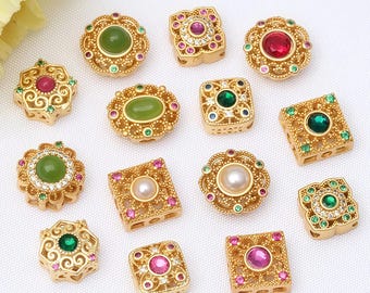 drum bead - tube spacer beads - alluvial gold drum beads- tube spacer beads - beads for you 6pcs