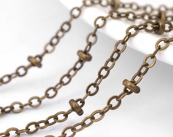 Bronze Satellite Chain, Bronze Textured  layering link chain for Boho Retro Jewelry  making - 5 Meter