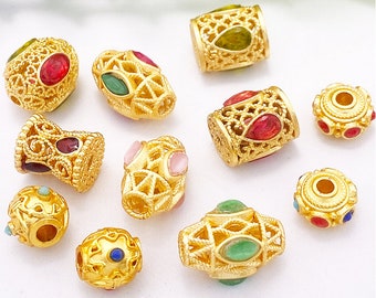 drum bead - tube spacer beads - alluvial gold drum beads- tube spacer beads - beads for you 5pcs