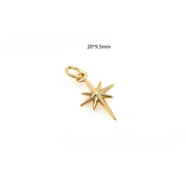 3pcs Dainty North Star Charm Pendant - Gold Bethlehem Star for Celestial Jewelry Making
