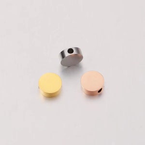 1 piece  Gold and silver Stainless Steel Custom Laser Engraved round Spacer Beads  and Stamping Blanks Disc Spacer Beads