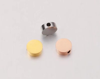 Custom Laser Engraved Stainless Steel Spacer Bead - Gold, Silver, Rose Gold (10mm)