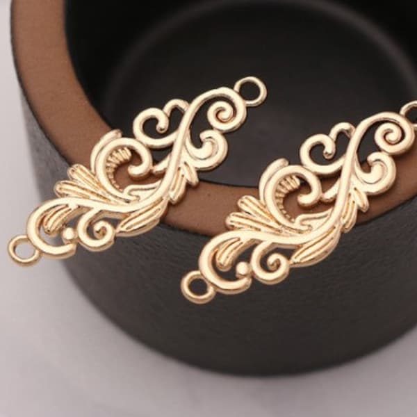 Bar Filigree Necklace Connectors - Metal Embellishments for DIY Jewelry 6pcs