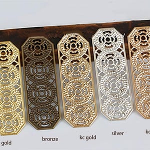 Brass Filigree Bar Stamping - Vintage Small Gold Bar Stamping for DIY Jewelry Making