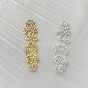 silver or gold jewelry flower charm - Flower Connector - Flower Brass Pendant - 4pcs brass plated gold and silver  lace flower pendant