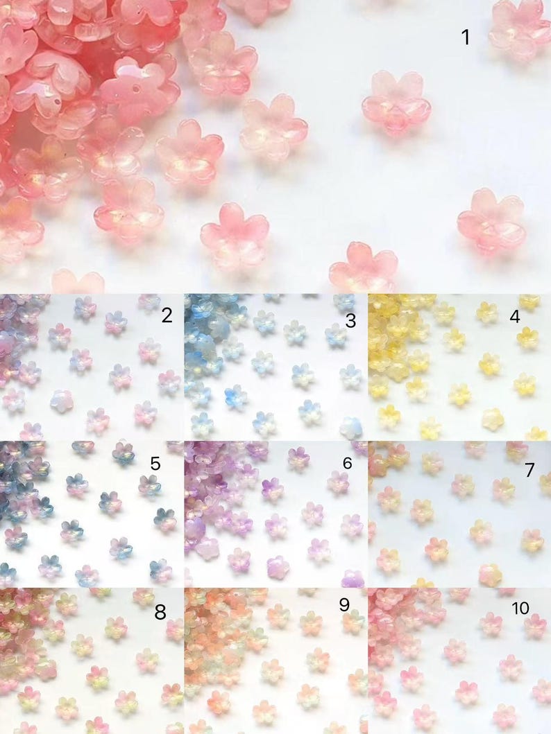 40PCS Sakura Flower Beads ,Colored Glaze Cherry Blossom Charms for Jewelry Making image 2