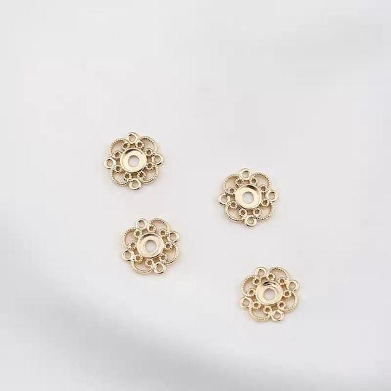 Round Cabochon Bezel Pendant Setting - Gold Flat Tray for Cabochons, Cameos, Gemstones - Jewelry Supplies 10pcs