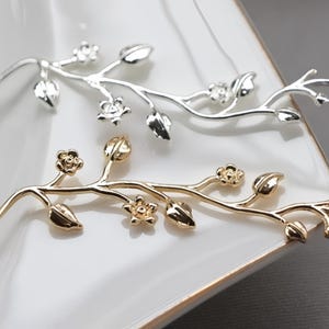 Vintage tree Branch Charms - Gold/Silver Vine Link Charms, Botanical Jewelry Findings, Cottagecore Rustic Supplies (4pcs) image 1