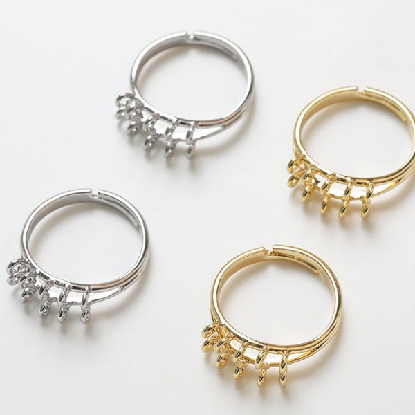 Gold and silver Plated Adjustable Ring Base with Multiple Hoops | Stylish and Versatile Jewelry Findings 4pcs