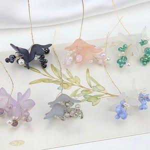 Pendientes colgantes de flores acrílicas con cuentas de gelatina (4 unidades)