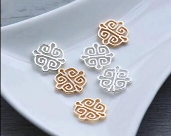 Brass Filigree Connector , Hollow Floral Link for DIY Jewelry & Craft Projects - 10pcs