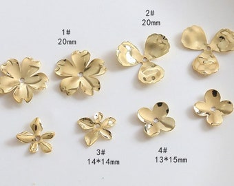 petal charm - Flower Brass Pendant  - 10pcs  bass plating gold  flower petal connector Pendant xmv38