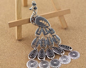 peacock charms -peacock pendant - antique silver peacock  charm pendant Finding 4pcs