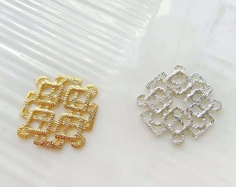 filigree findings - filigree connectors -  - gold metal lace - 4pcs brass plated  filigree pendant