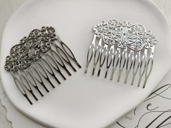 Silver Filigree Hair Combs - Elegant Floral Wedding  display picture 1