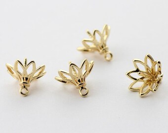 Beebeecraft 80-Piece Bead Caps Set – 8 Styles 18K Gold Plated Brass Filigree Flower Caps For Jewelry Making