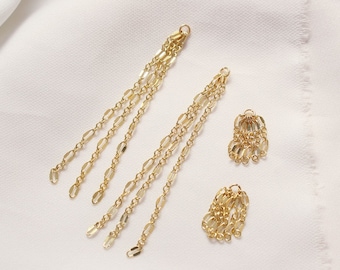 Chain Tassel Charms , Gold Plated Layered Link Pendants for Jewelry Making  (4pcs)