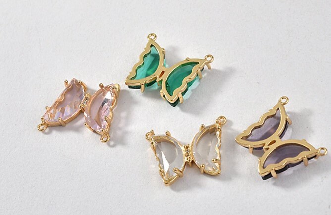 108 Breloques Papillon En Verre Coloré 10mm - Pour Bijoux DIY, Colliers, Bracelets, Boucles D'oreilles