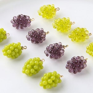 2pcs Resin Fruit Charms Grape Jewelry Plastic Fruit Pendant Resin Charm DIY Bracelet  Necklace Earring Jewelry Findings Craft Supplies, H3 