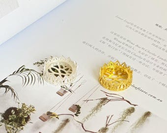 Filigree Crown Settings, Gold Tone Ornate Bezel Cups for Gemstone and Ring Making 6pcs