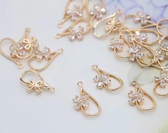 Gouden druppeloorbelbedels - heldere kristallen verharde druppelbevindingen voor het maken van sieraden (6 stuks)