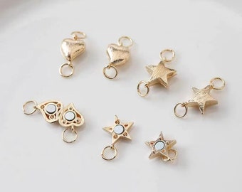 5pcs silver and Gold Filled Love Heart and star Magnet Connector - Separable Mini Love Bracelet DIY Jewelry Making