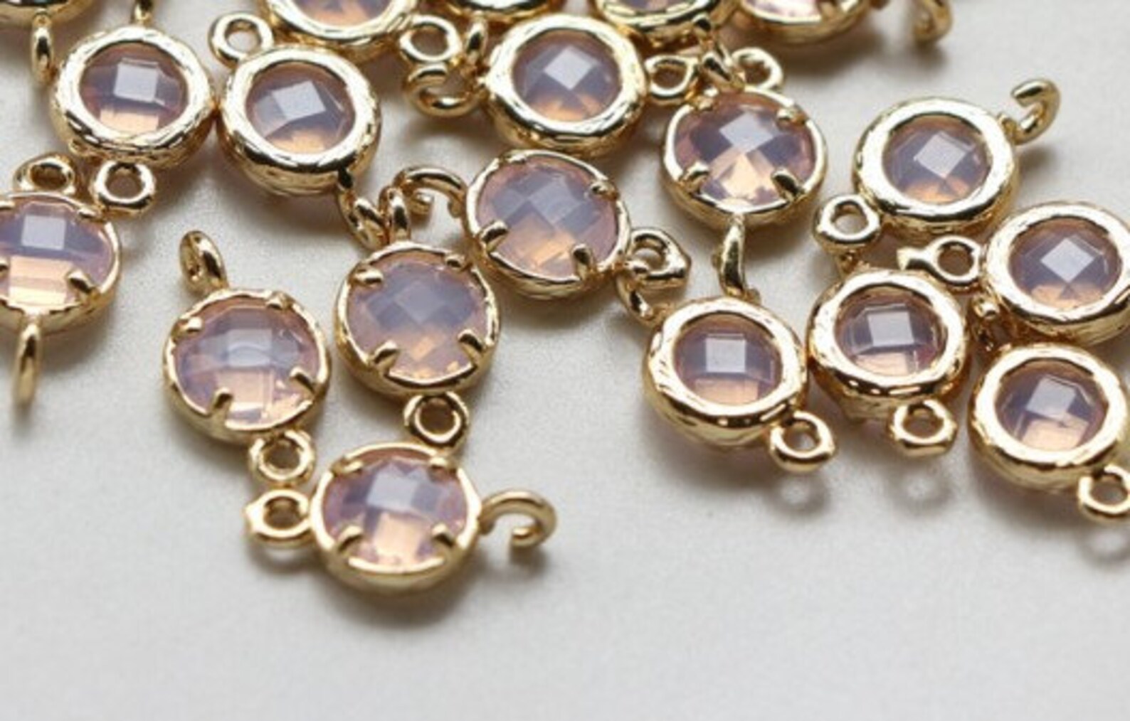 Small Glass Bead 8pcs Glass Bead Rhinestone 7mm Double Loop Etsy