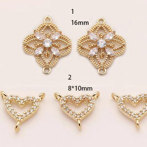 CZ Heart Charm, Gold Plated Micro Pave Love Pendant for Romantic Jewelry Making - 6pcs image 1