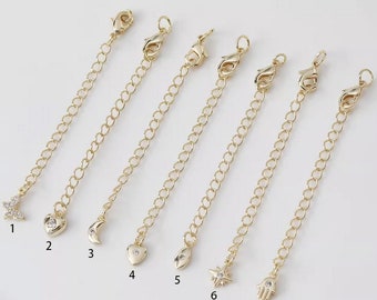 Gold Plated Extender Chain, Adjustable Necklace Bracelet Extension , DIY Jewelry Supply 4pcs