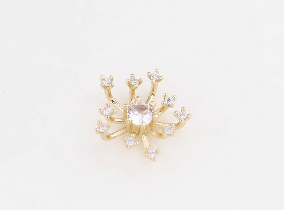 Cubic Zirconia Flower Charm Filigree Connectors Copper