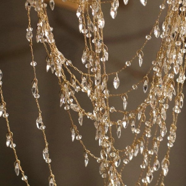Chaîne de perles de pierres précieuses - chaîne avec enroulement de fil - chaîne de perles - chaîne de perles de zirconium - chaîne de bijoux en perles 50 cm
