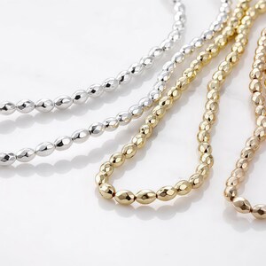 Beaded Ball Chain, Gold and Silver Tone Dainty Link Chain for Layered Necklace Making 1 meter