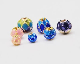 Cuentas de esmalte cloisonné de colores – Dijes espaciadores de metal chapado en oro para pulseras y collares DIY (6 unidades)