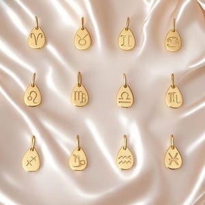 Gold Astrological Zodiac Bead: Stainless Steel Charm Pendant