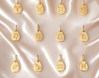 Pozłacane zawieszki z symbolami zodiaku – zawieszki ze znakami astrologicznymi do personalizowanej biżuterii, 1 szt.
