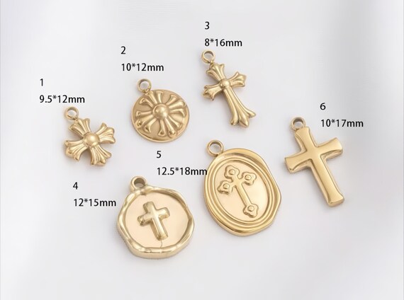 CHROME HEARTS　チャーム 3pcs Chrome Hearts Cross Charm - Copper Plated Gold for Earrings