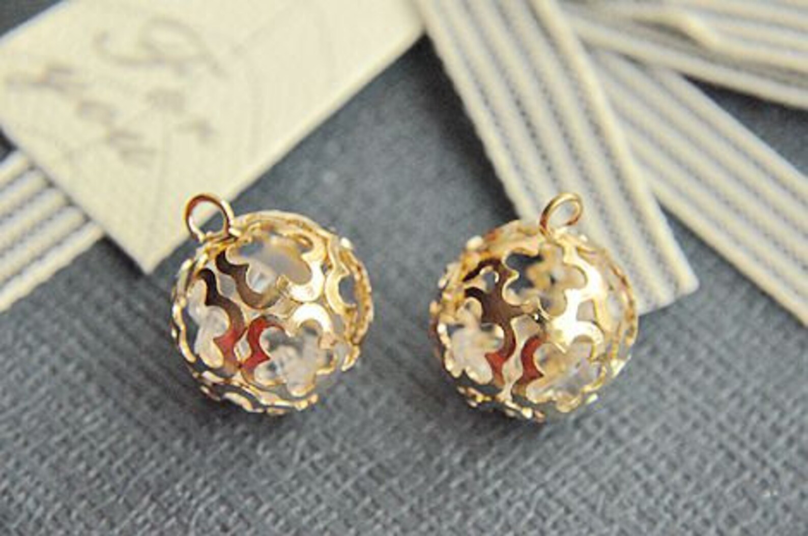 Gold Filigree Ball Cubic Filigree Ball 6 Pcs Raw Brass Etsy
