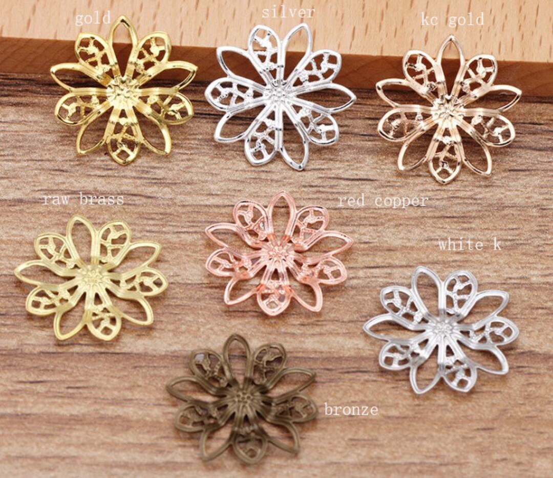 Filigree Jewelry Findings Brass Filigree Connectors Setting Etsy