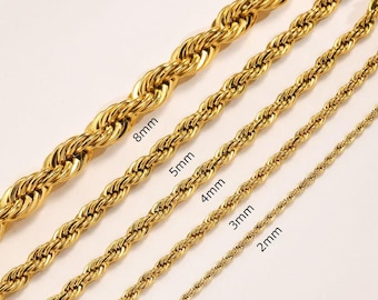 Gold Plated Rope Chain - Twisted Gold Chain for DIY Jewelry Making 2pcs