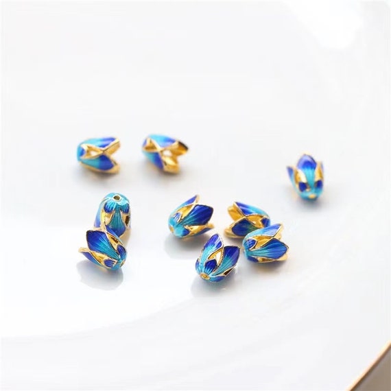 Cloisonne Bead Caps Brass Metal Filigree Bead End Caps With Loop