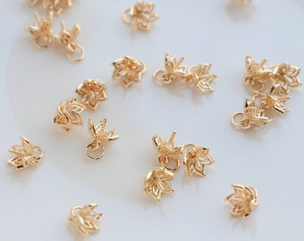Gold  Filigree Flower Bead Caps with loop | Brass Metal Bead end Caps for Jewelry Making Supplies