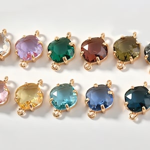Diamond glass bead charm , Dual Loop DIY Crystal Pendant Connector ,DIY bracelet necklace earring supplies  6pcs