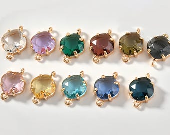 glass beads bulk - blue glass beads-6pcs gold plated , Glass square  ,framed bead yxl