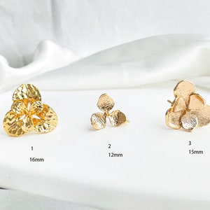 18k gold pated brass flower earrings studs -  flower ear post - Handcrafted Floral Stud Earrings  6pcs